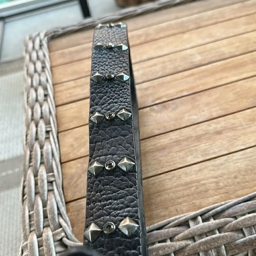Black Leather Studded Belt 38